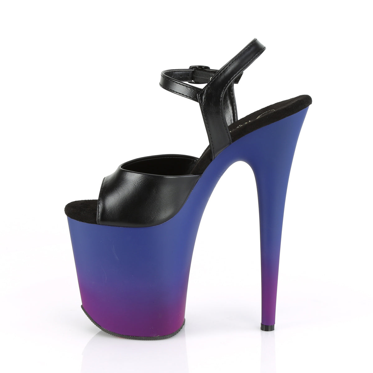 Pleaser Damen Sandalen FLAMINGO-809BP BLK Faux Leder / Blau-Purple Ombre