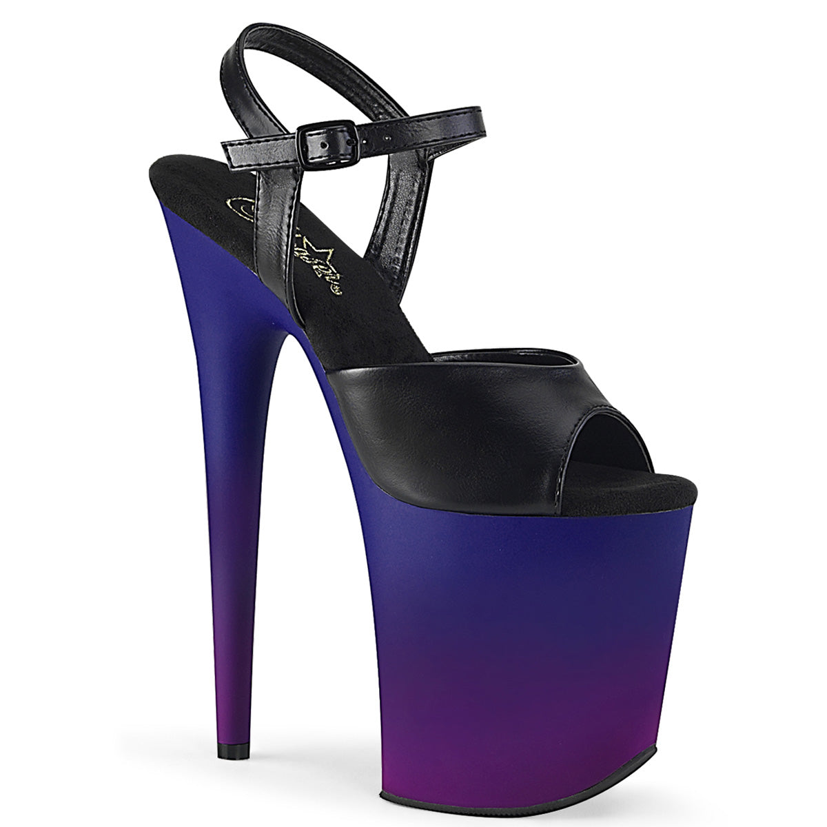 Pleaser Damen Sandalen FLAMINGO-809BP BLK Faux Leder / Blau-Purple Ombre