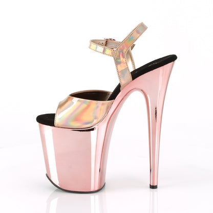 Pleaser Damen Sandalen FLAMINGO-809HG ROSE GOLD Hologramm / Roségold Chrome