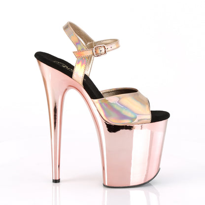 Pleaser Damen Sandalen FLAMINGO-809HG ROSE GOLD Hologramm / Roségold Chrome
