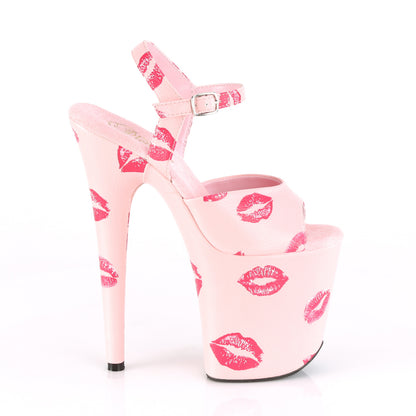 Pleaser Womens Sandals FLAMINGO-809KISSES B. Pink Faux Leather/B. Pink Faux Leather