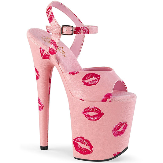 Pleaser Womens Sandals FLAMINGO-809KISSES B. Pink Faux Leather/B. Pink Faux Leather