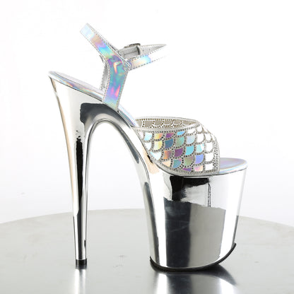 Pleaser Womens Sandals FLAMINGO-809MMRS Slv Hologram/Slv Chrome