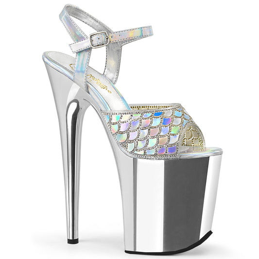 Pleaser Womens Sandals FLAMINGO-809MMRS Slv Hologram/Slv Chrome