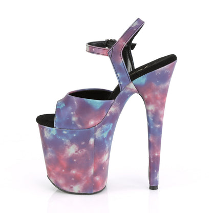 Pleaser Damen Sandalen FLAMINGO-809REFL Lila-Blau reflektierend / lila-blaues Nachdruck.