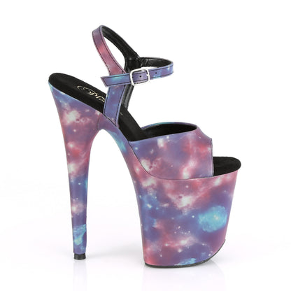 Pleaser Damen Sandalen FLAMINGO-809REFL Lila-Blau reflektierend / lila-blaues Nachdruck.