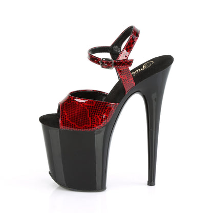 Pleaser Damen Sandalen FLAMINGO-809sp Red Snake Print Pat / BLK