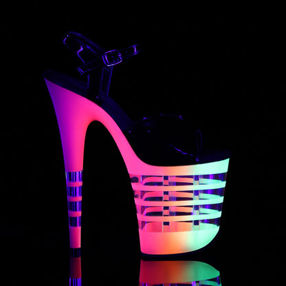 Pleaser Womens Sandals FLAMINGO-809UVLN Blk Pat/Neon Multi