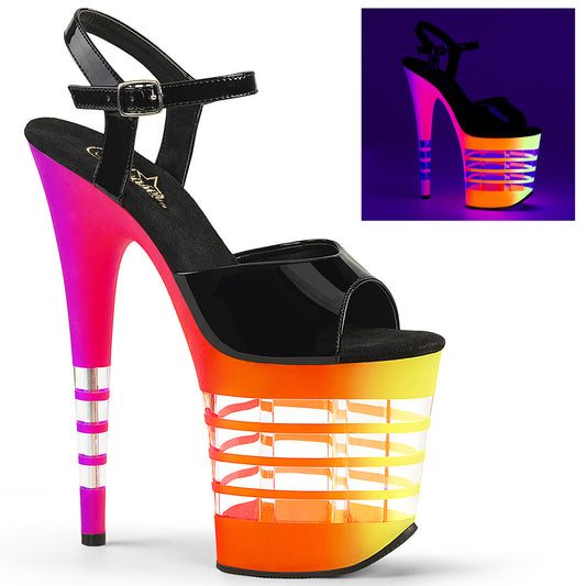 Pleaser Womens Sandals FLAMINGO-809UVLN Blk Pat/Neon Multi