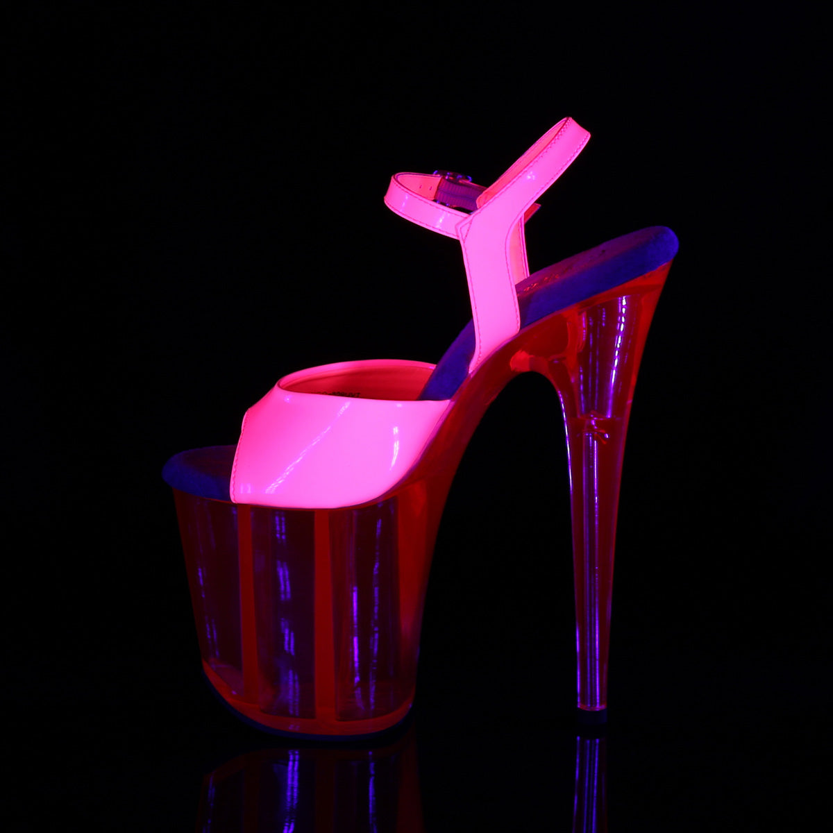 Pleaser Womens Sandals FLAMINGO-809UVT Neon H. Pink Pat/H. Pink Tinted
