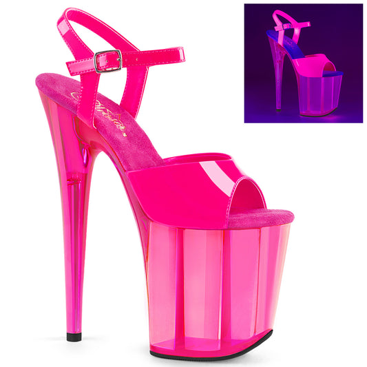 Pleaser Womens Sandals FLAMINGO-809UVT Neon H. Pink Pat/H. Pink Tinted