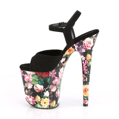 Pleaser Womens Sandals FLAMINGO-809WR Blk Faux Suede/Flower Print Wrapped
