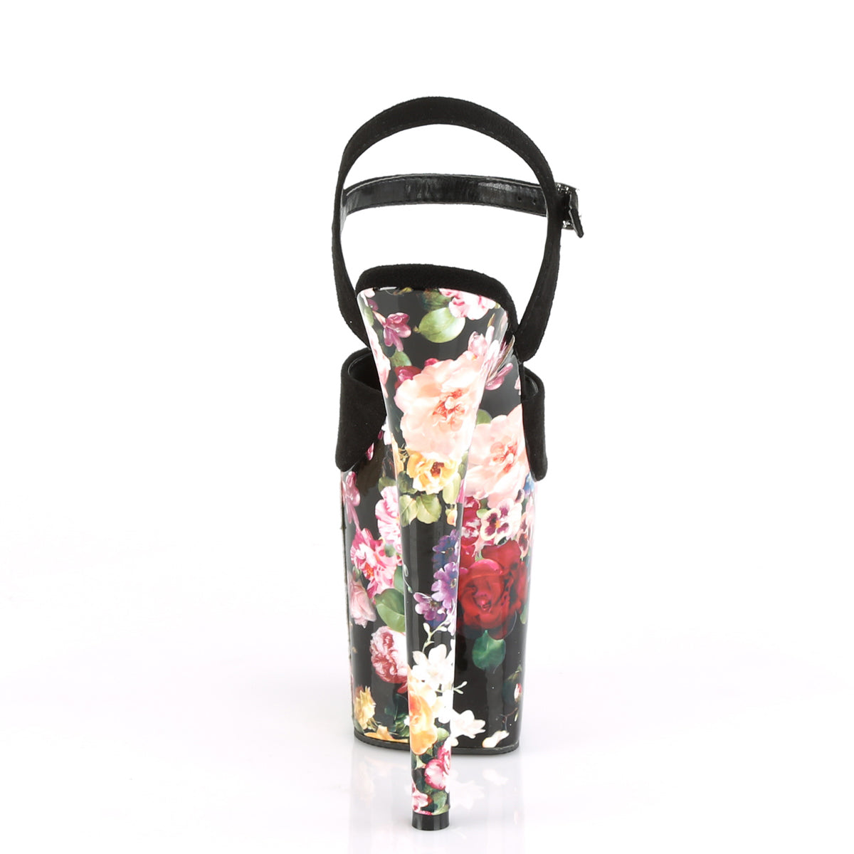 Pleaser Womens Sandals FLAMINGO-809WR Blk Faux Suede/Flower Print Wrapped