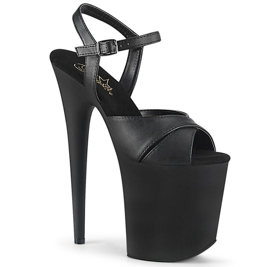 Pleaser Damen Sandalen FLAMINGO-816 BLK Faux Leder / BLK Matte