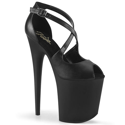 Pleaser Womens Sandals FLAMINGO-821 Blk Faux Leather/Blk Matte