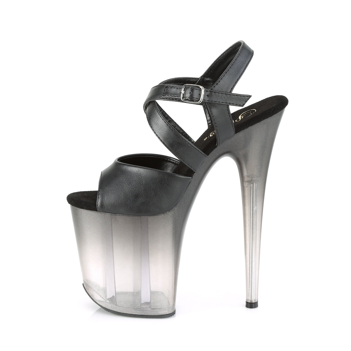 Pleaser Womens Sandals FLAMINGO-822T Blk Faux Leather/Faded Blk