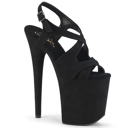 Pleaser Womens Sandals FLAMINGO-831FS Blk Faux Suede/Blk Faux Suede