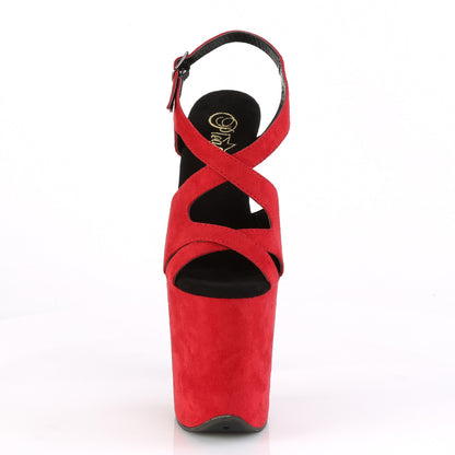 Pleaser Womens Sandals FLAMINGO-831FS Red Faux Suede/Red Faux Suede