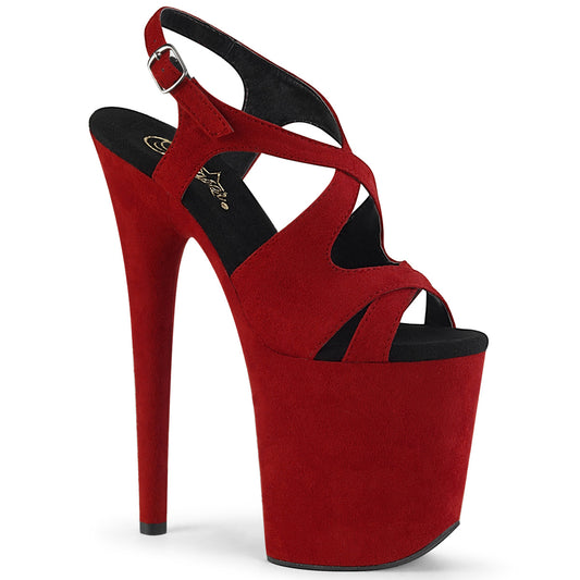 Pleaser Womens Sandals FLAMINGO-831FS Red Faux Suede/Red Faux Suede