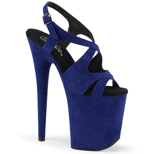 Pleaser Womens Sandals FLAMINGO-831FS Royal Blue Faux Suede/Royal Blue Faux Suede
