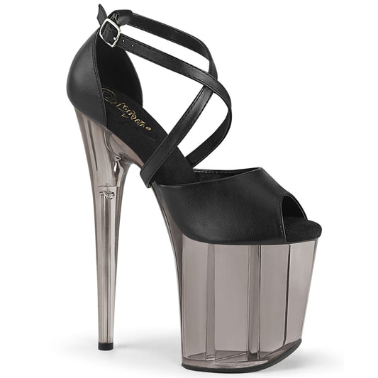 Pleaser Damen Sandalen FLAMINGO-840T BLK FAUX Leder / BLK Matte