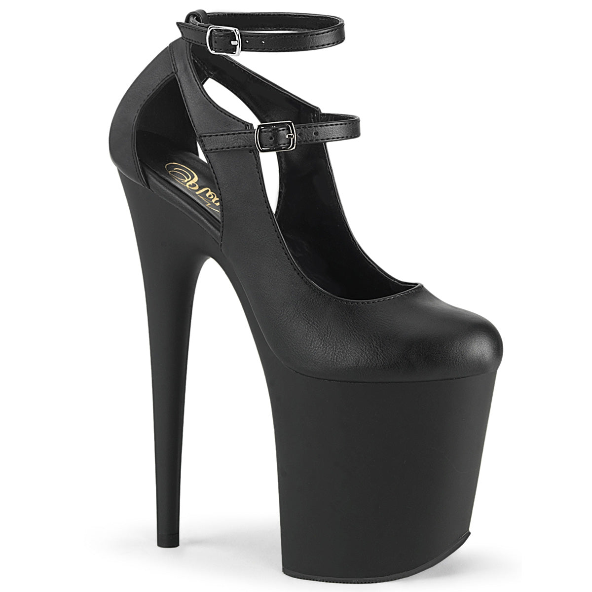 Pleaser Womens Sandals FLAMINGO-850 Blk Faux Leather/Blk Matte