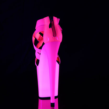 Pleaser Womens Sandals FLAMINGO-869UV Neon H. Pink Elastic Band-Pat/Neon H. Pink