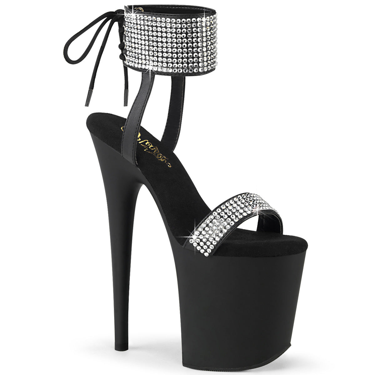 Pleaser   FLAMINGO-870 BLK Faux Leder-RS/BLK Matte