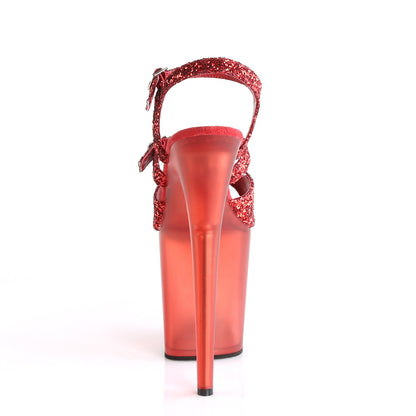 Pleaser Damen Sandalen FLAMINGO-874 Roter Glitter / Mattrot