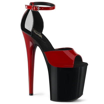 Pleaser Damen Sandalen FLAMINGO-889 rot-black pat / black-rot
