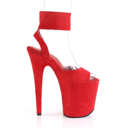 Pleaser Womens Sandals FLAMINGO-891 Red Faux Suede/Red Faux Suede