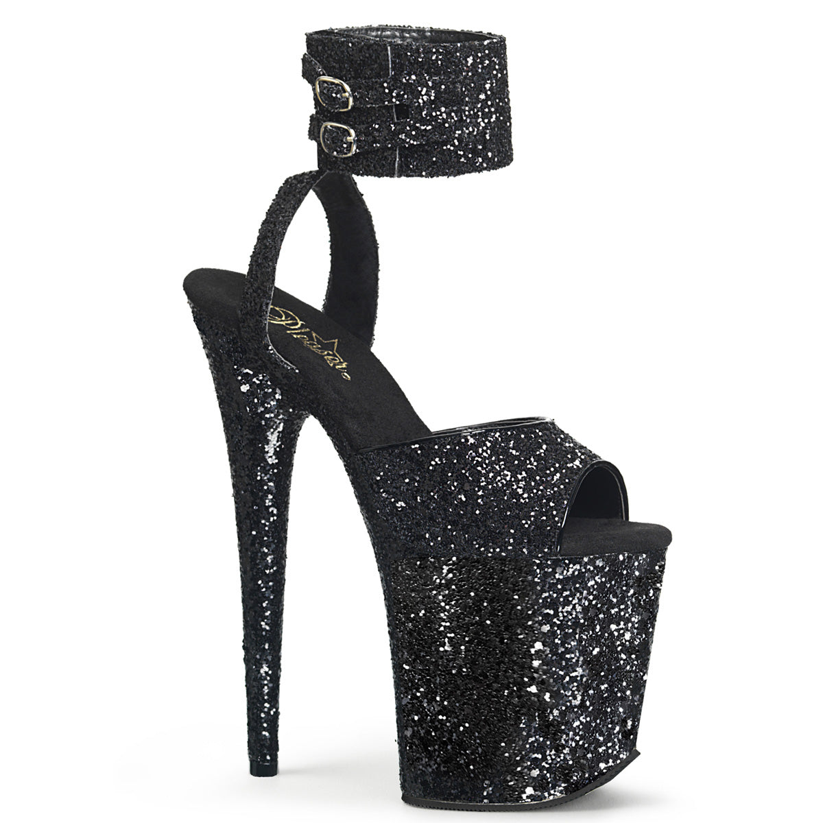 Pleaser Womens Sandals FLAMINGO-891LG Blk Glitter/Blk Glitter