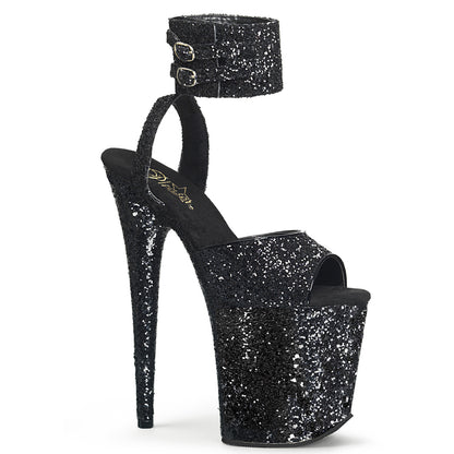 Pleaser Womens Sandals FLAMINGO-891LG Blk Glitter/Blk Glitter