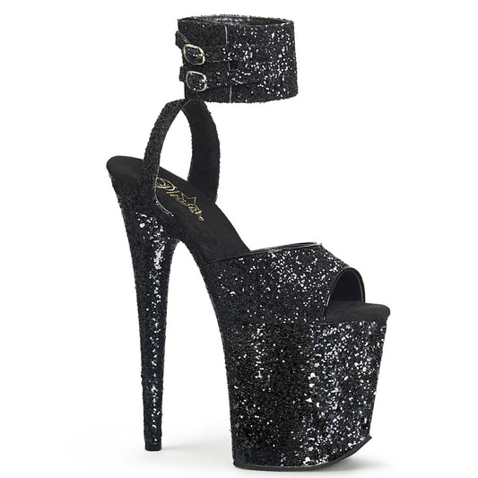 Pleaser Womens Sandals FLAMINGO-891LG Blk Glitter/Blk Glitter