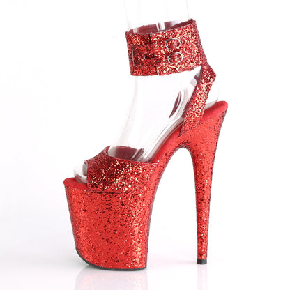 Pleaser Womens Sandals FLAMINGO-891LG Red Glitter/Red Glitter