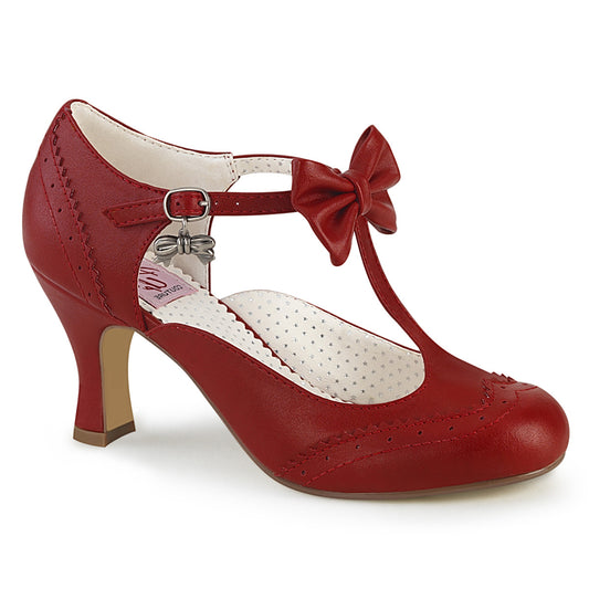 Pin Up Couture Womens Pumps FLAPPER-11 Red Faux Leather