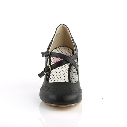 Pin Up Couture Womens Pumps FLAPPER-35 Blk Faux Leather