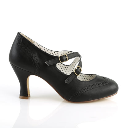 Pin Up Couture Womens Pumps FLAPPER-35 Blk Faux Leather