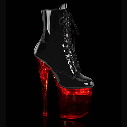 Pleaser Womens Ankle Boots FLASHDANCE-1020-8 Blk Pat/Clr