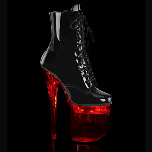 Pleaser Womens Ankle Boots FLASHDANCE-1020-8 Blk Pat/Clr