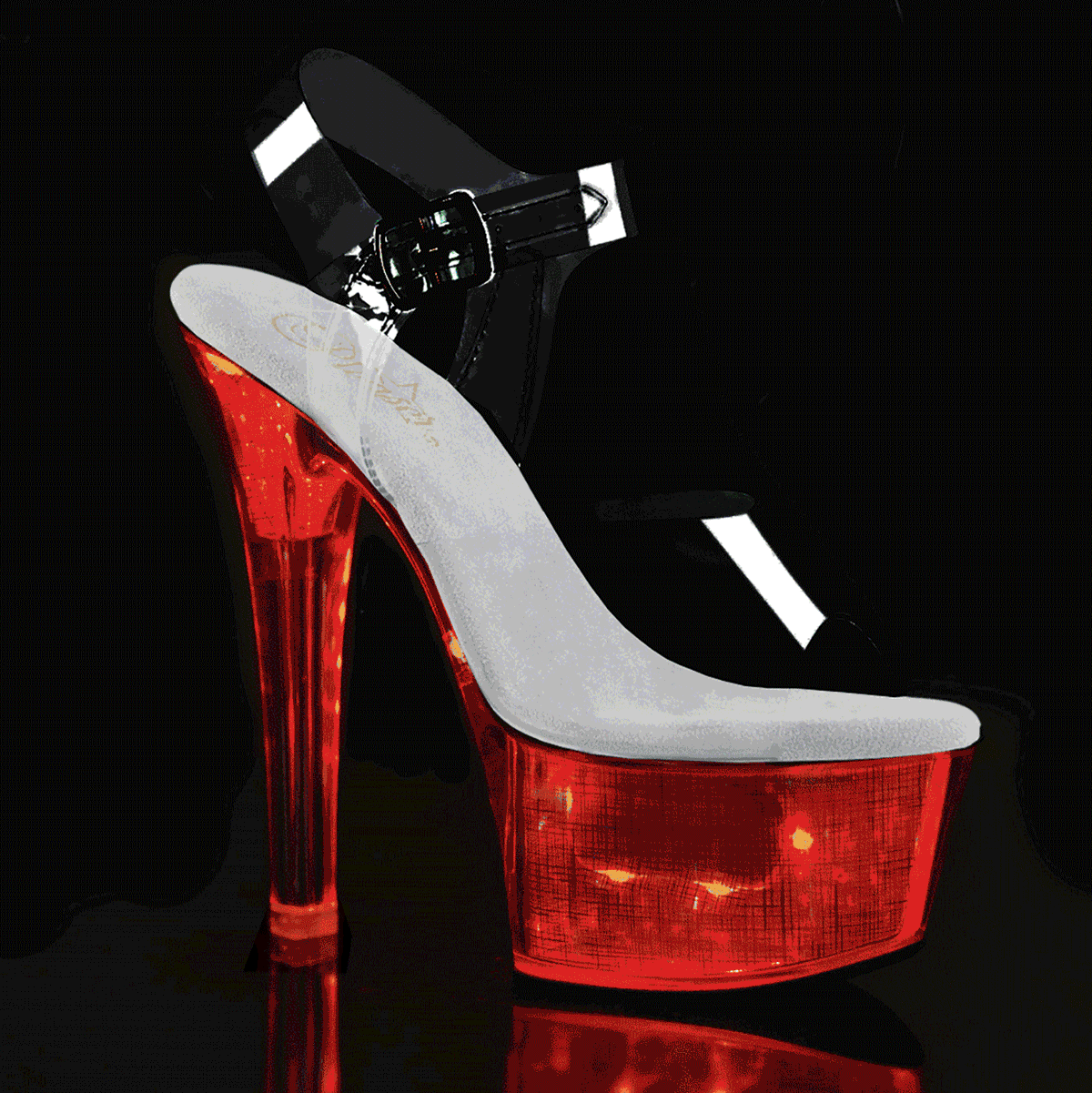 Pleaser Damen Sandalen FLASHDANCE-608CH CLR / SLV-Hologramm