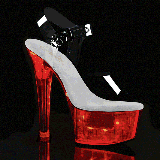 Pleaser Damen Sandalen FLASHDANCE-608CH CLR / SLV-Hologramm