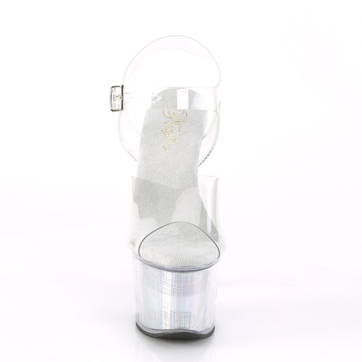 Pleaser Womens Sandals FLASHDANCE-708CH Clr/Slv Hologram