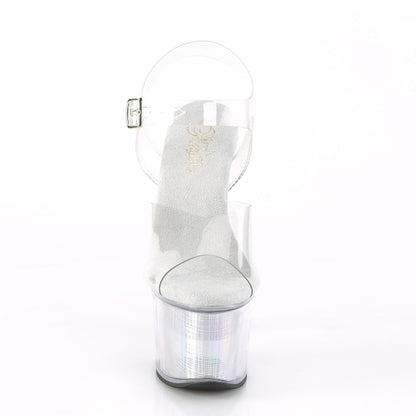 Pleaser Womens Sandals FLASHDANCE-708CH Clr/Slv Hologram