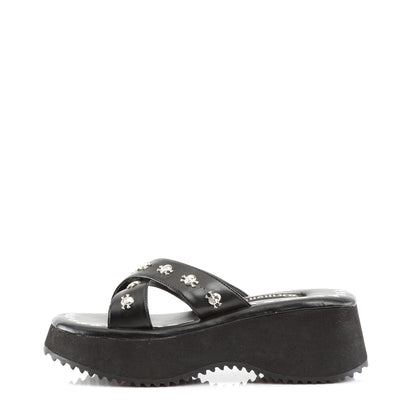 DemoniaCult Frauen Sandalen FLIP-05 BLK Vegan Leder