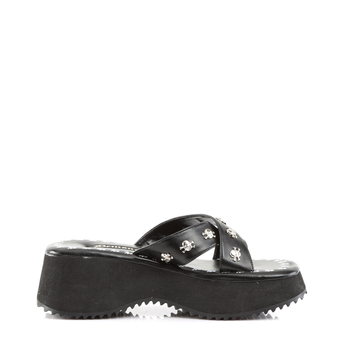 DemoniaCult Frauen Sandalen FLIP-05 BLK Vegan Leder