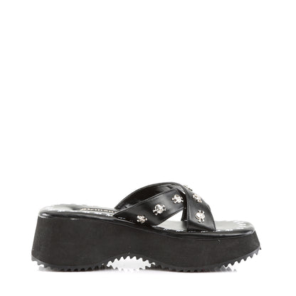 DemoniaCult Frauen Sandalen FLIP-05 BLK Vegan Leder