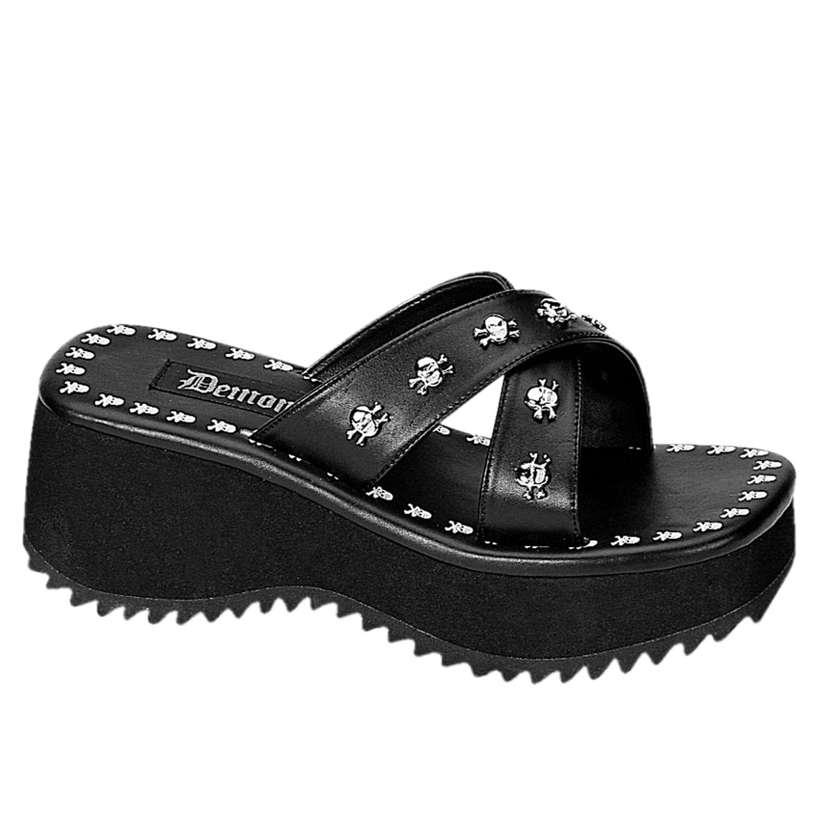 DemoniaCult Frauen Sandalen FLIP-05 BLK Vegan Leder