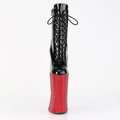 Pleaser Women's Platform Shoes FORBIDDEN-1020BEJ Blk Pat/Red RS