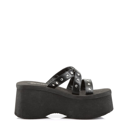 DemoniaCult Womens Sandals FUNN-19 Blk Vegan Leather